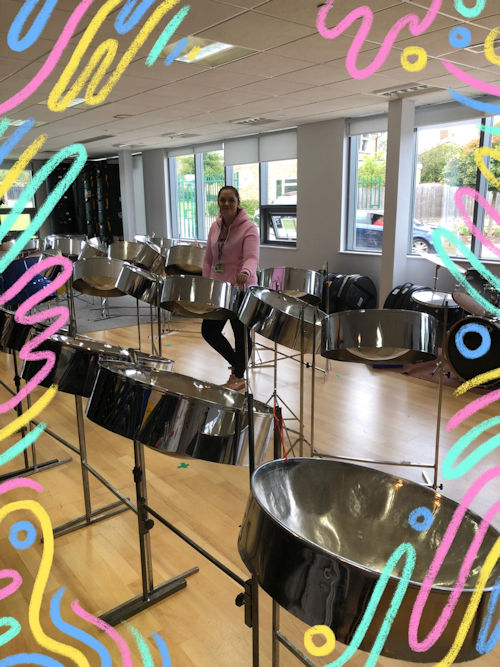 Image of the Steel Pans set up in the Music Centre